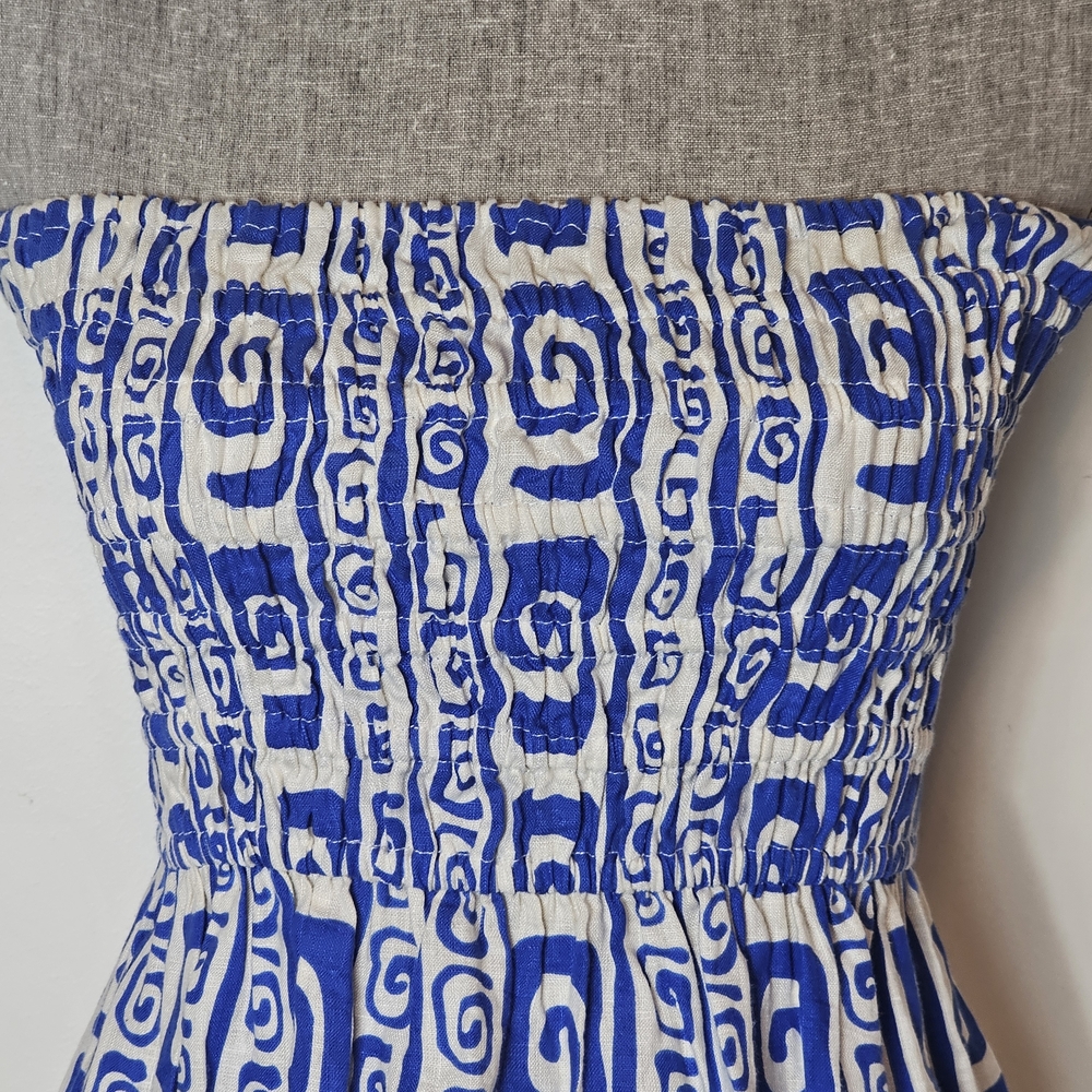 Faithfull The Brand Linen Maxi Dress Size 4 Boho Strapless Resort Vacation Greek - Picture 4 of 15